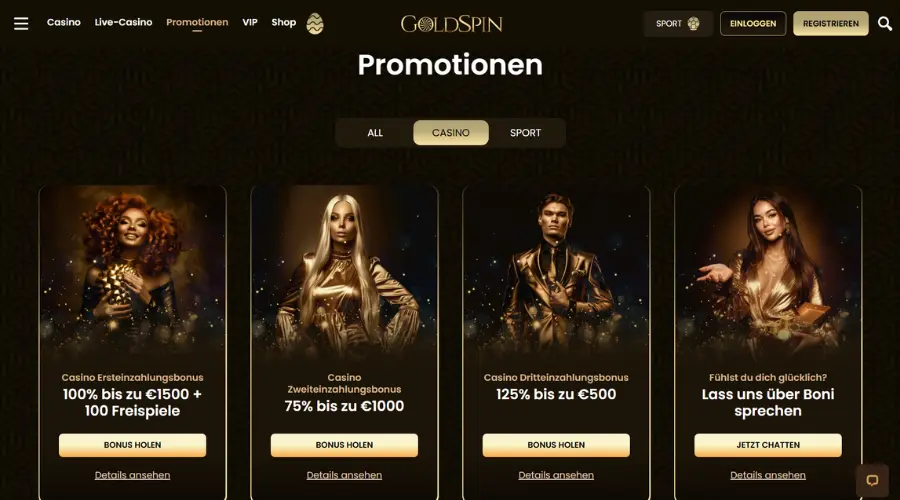 GoldSpin Casino – schnelle Auszahlung sofort